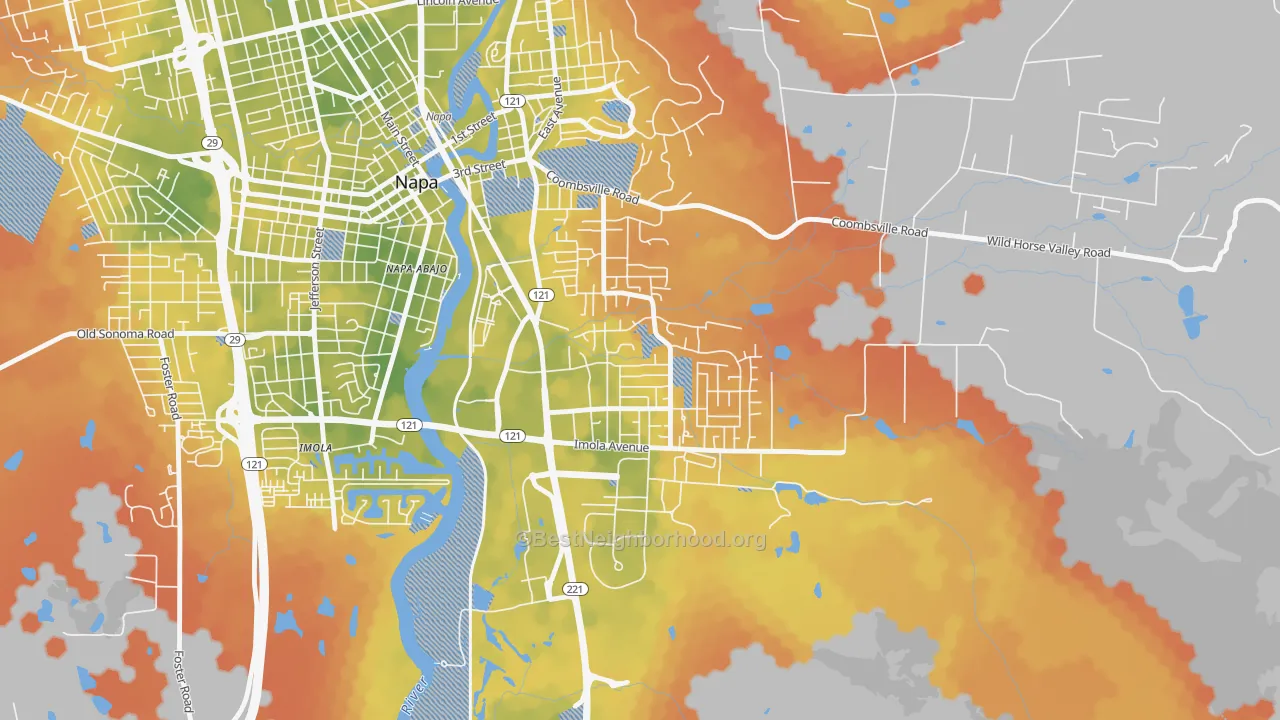 Bike Grade map of Terrace-Shurtleff, Napa, CA