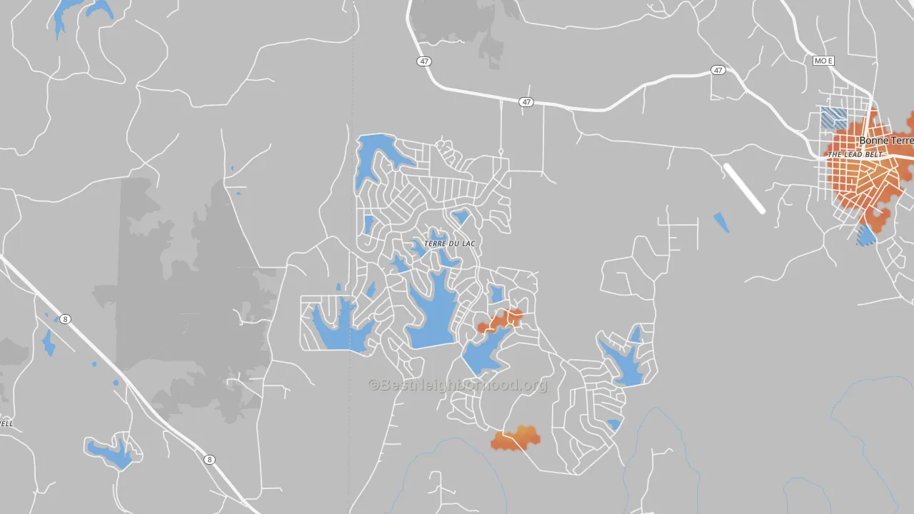 Bike Grade map of Terre du Lac, MO