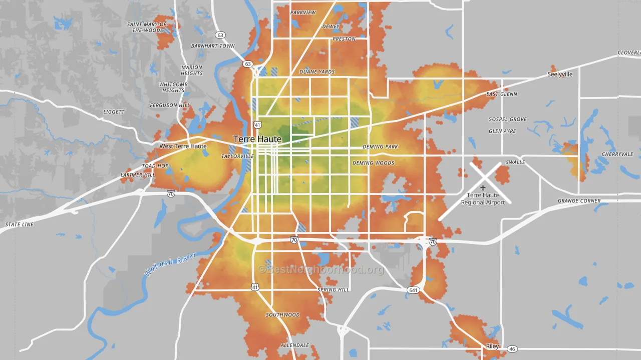 Bike Grade map of Terre Haute, IN