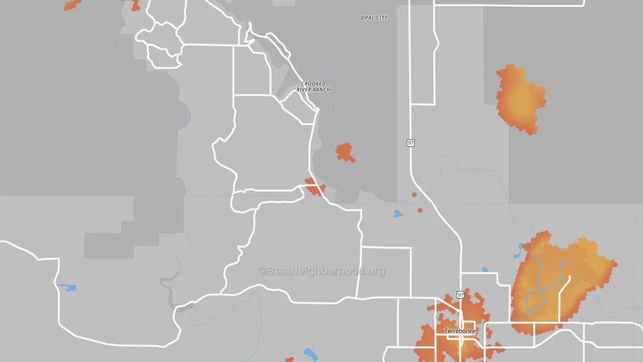 Bike Grade map of Terrebonne, OR
