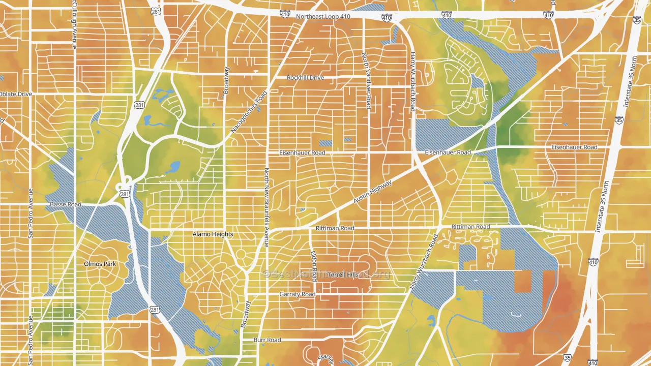 Bike Grade map of Terrell Heights, San Antonio, TX