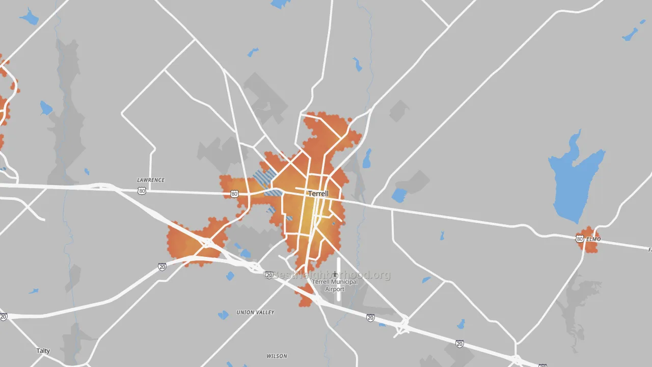 Bike Grade map of Terrell, TX