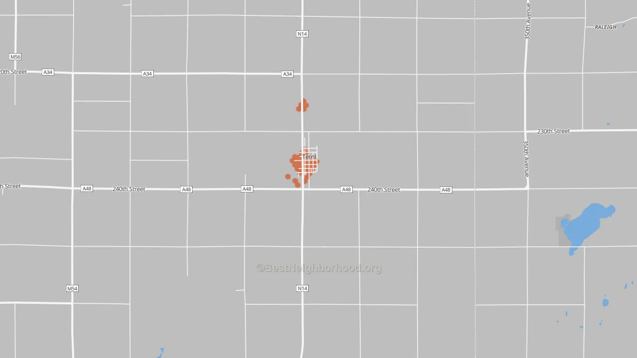 Bike Grade map of Terril, IA