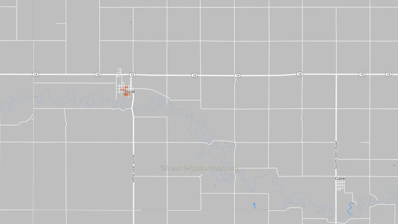 Bike Grade map of Tescott, KS