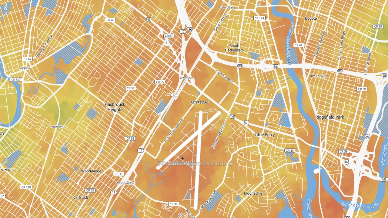 Bike Grade map of Teterboro, NJ