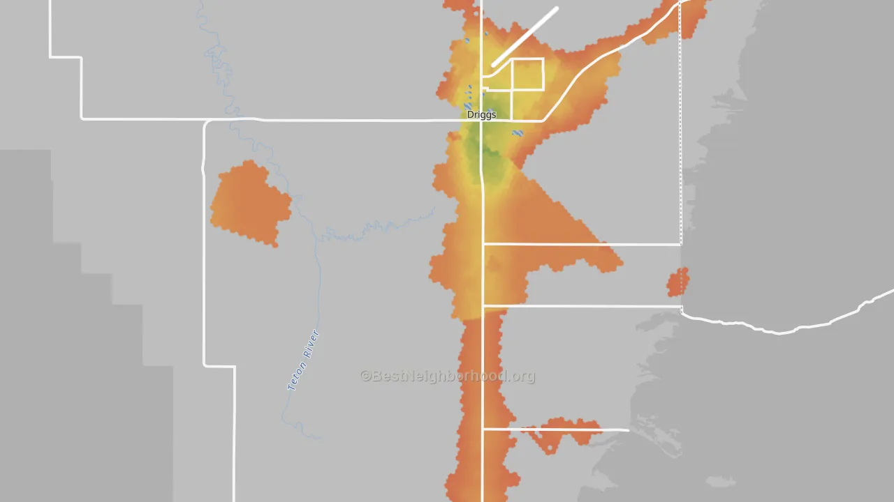 Bike Grade map of Teton County, ID