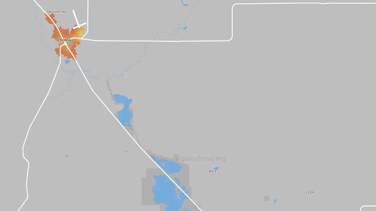 Bike Grade map of Teton County, MT