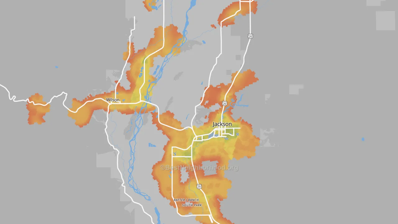 Bike Grade map of Teton County, WY