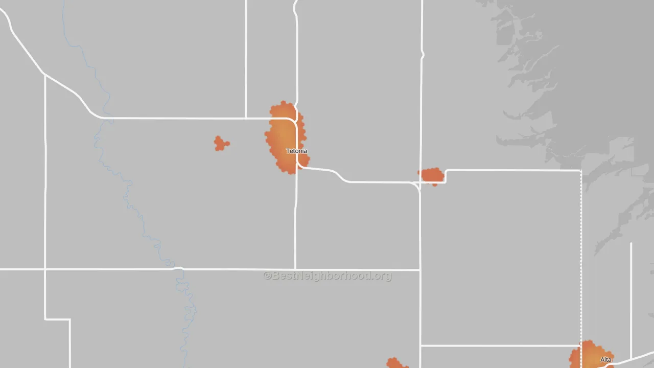 Bike Grade map of Tetonia, ID