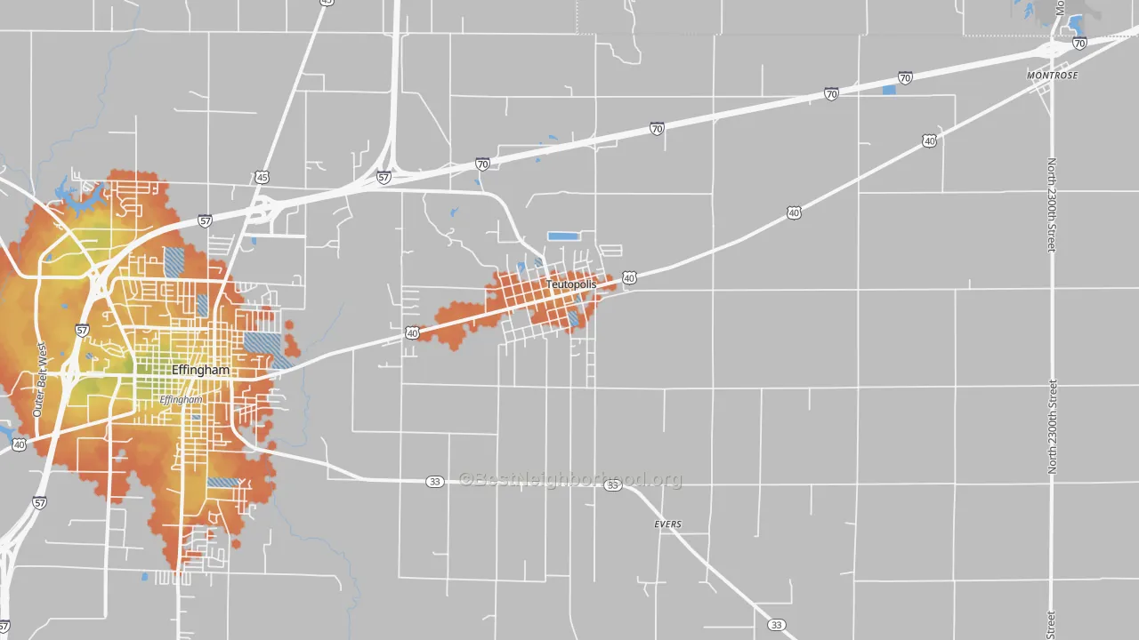 Bike Grade map of Teutopolis, IL