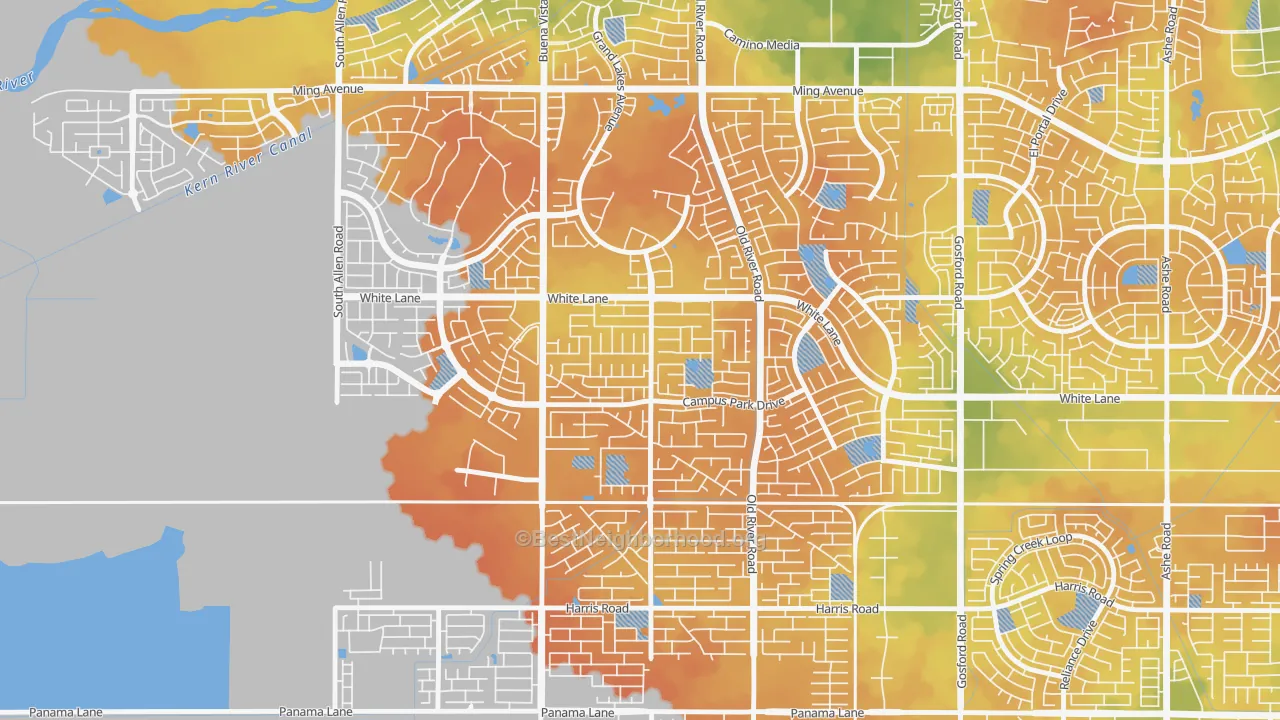 Bike Grade map of Tevis Ranch, Bakersfield, CA