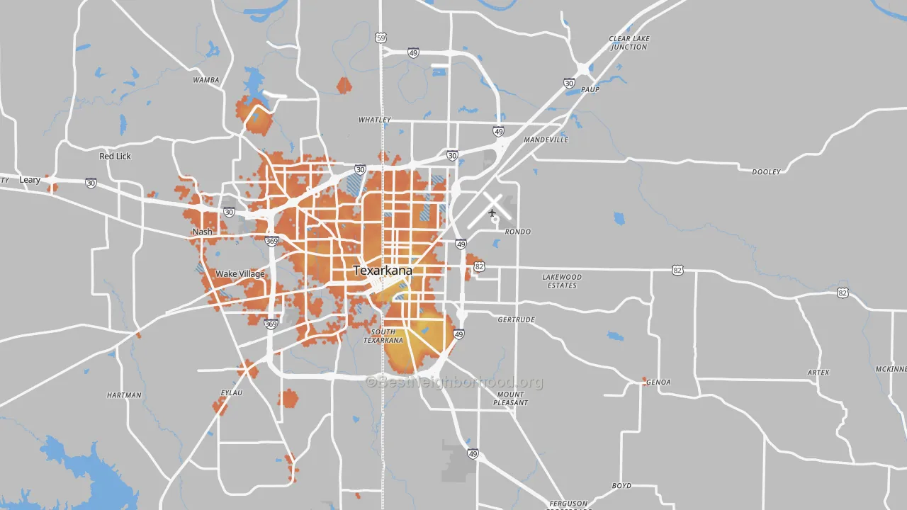 Bike Grade map of Texarkana, AR