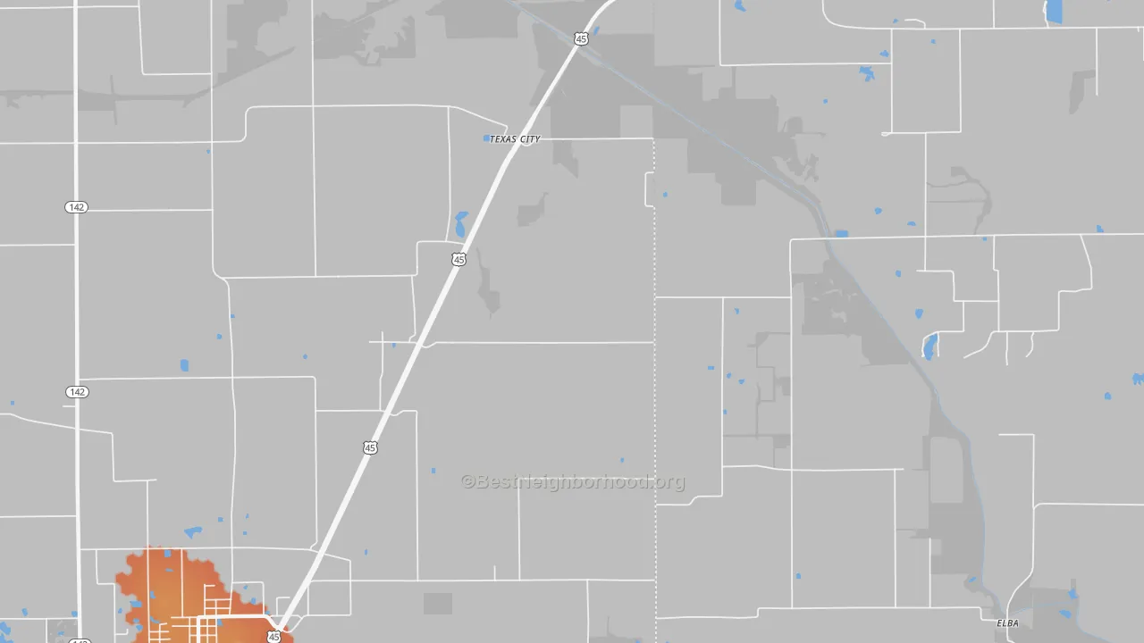 Bike Grade map of Texas City, IL
