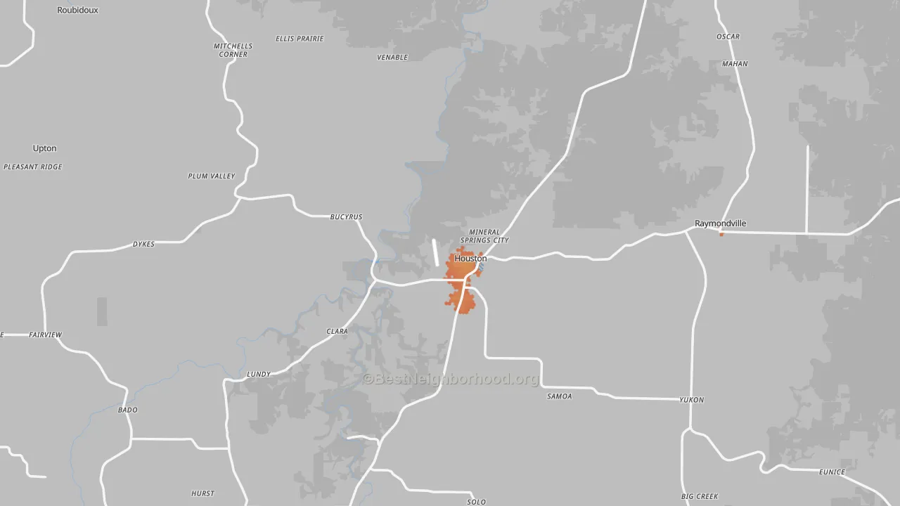 Bike Grade map of Texas County, MO