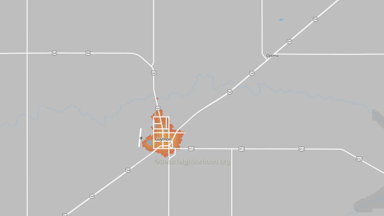 Bike Grade map of Texas County, OK