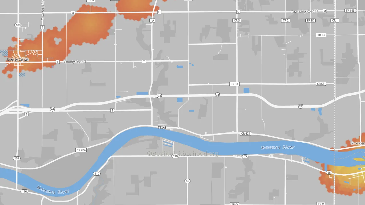 Bike Grade map of Texas, OH