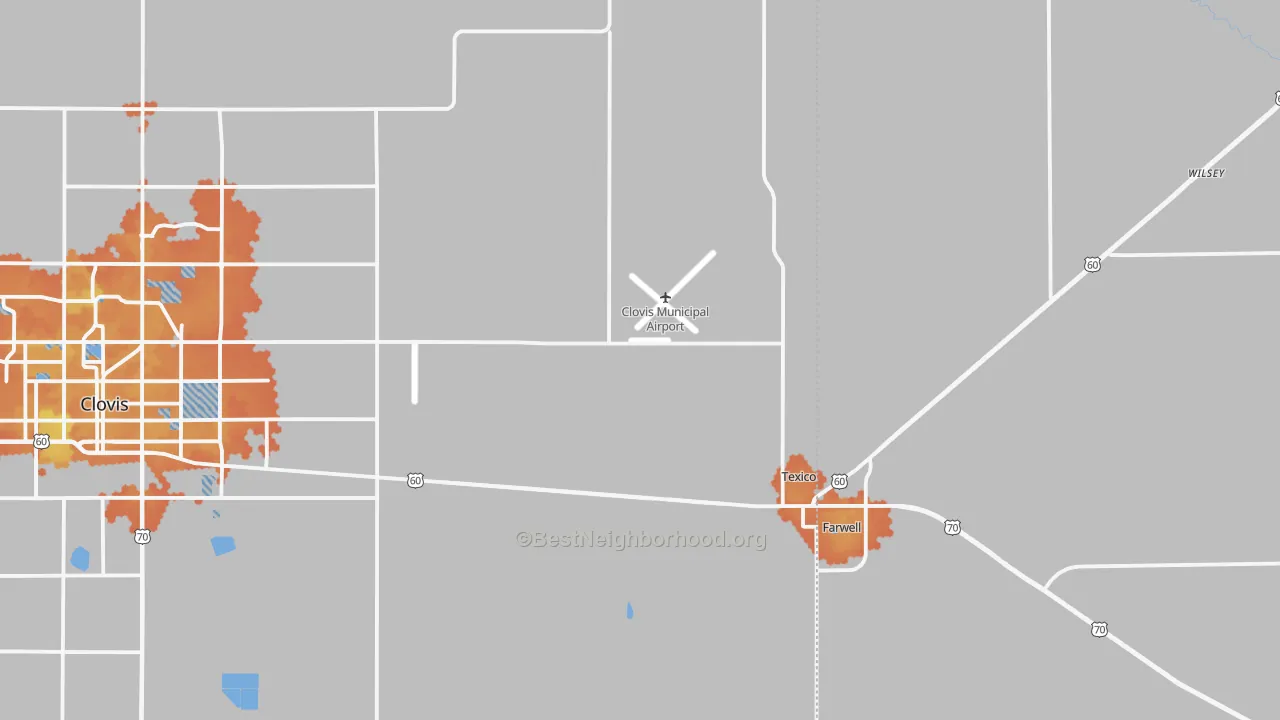 Bike Grade map of Texico, NM