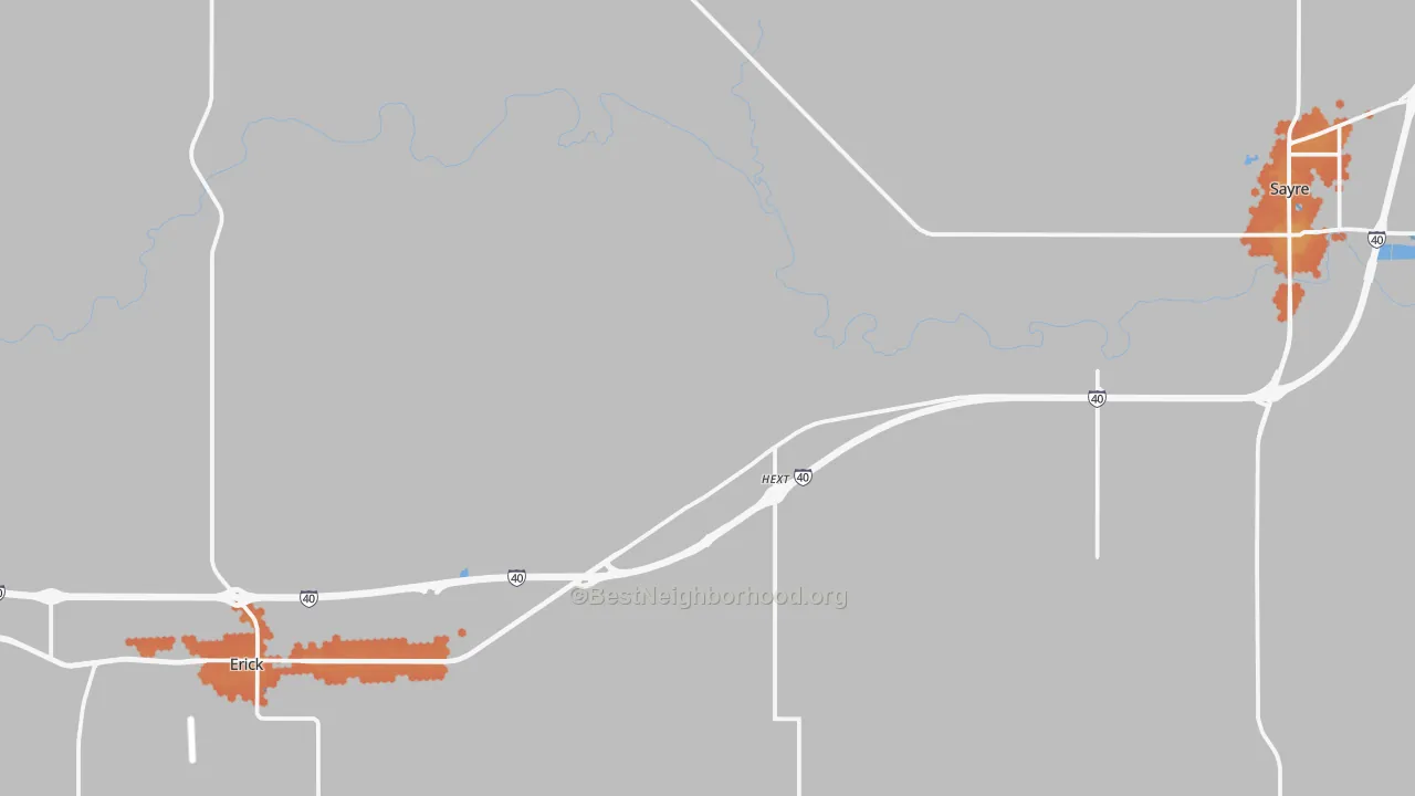Bike Grade map of Texola, OK