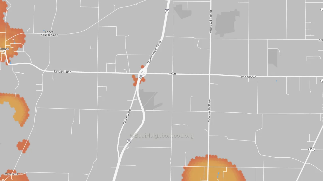 Bike Grade map of Thach, AL