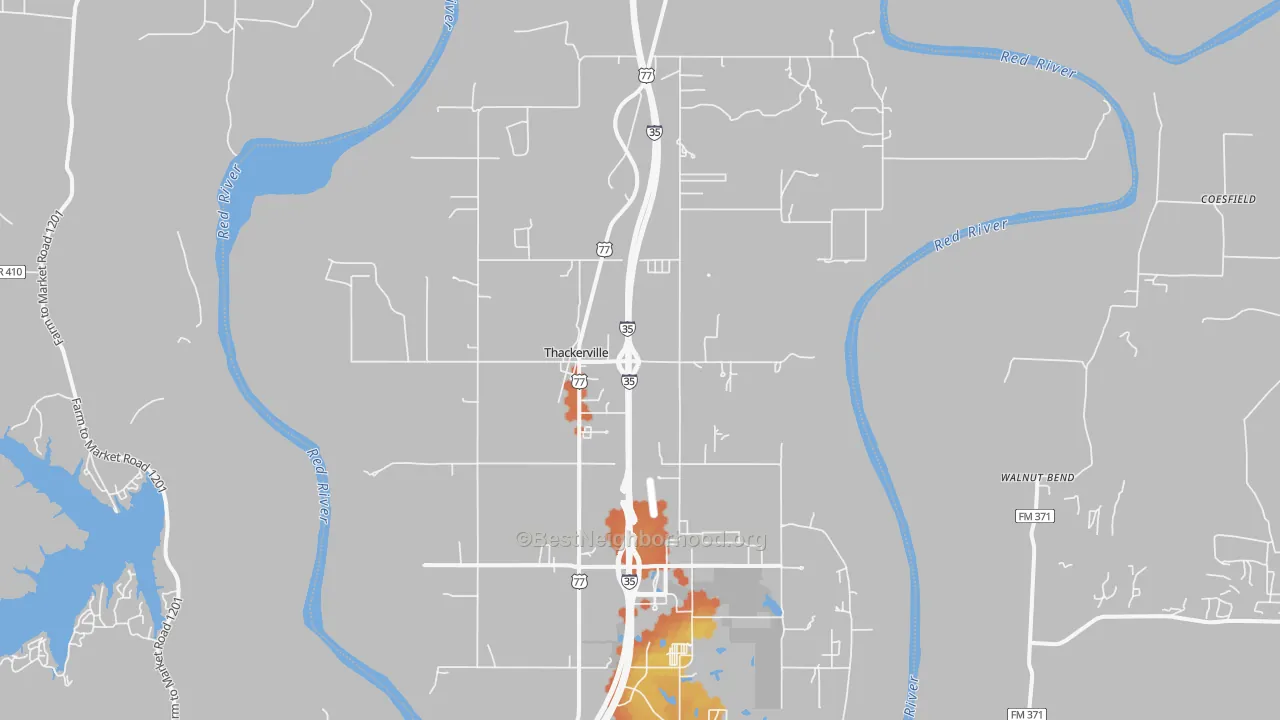 Bike Grade map of Thackerville, OK