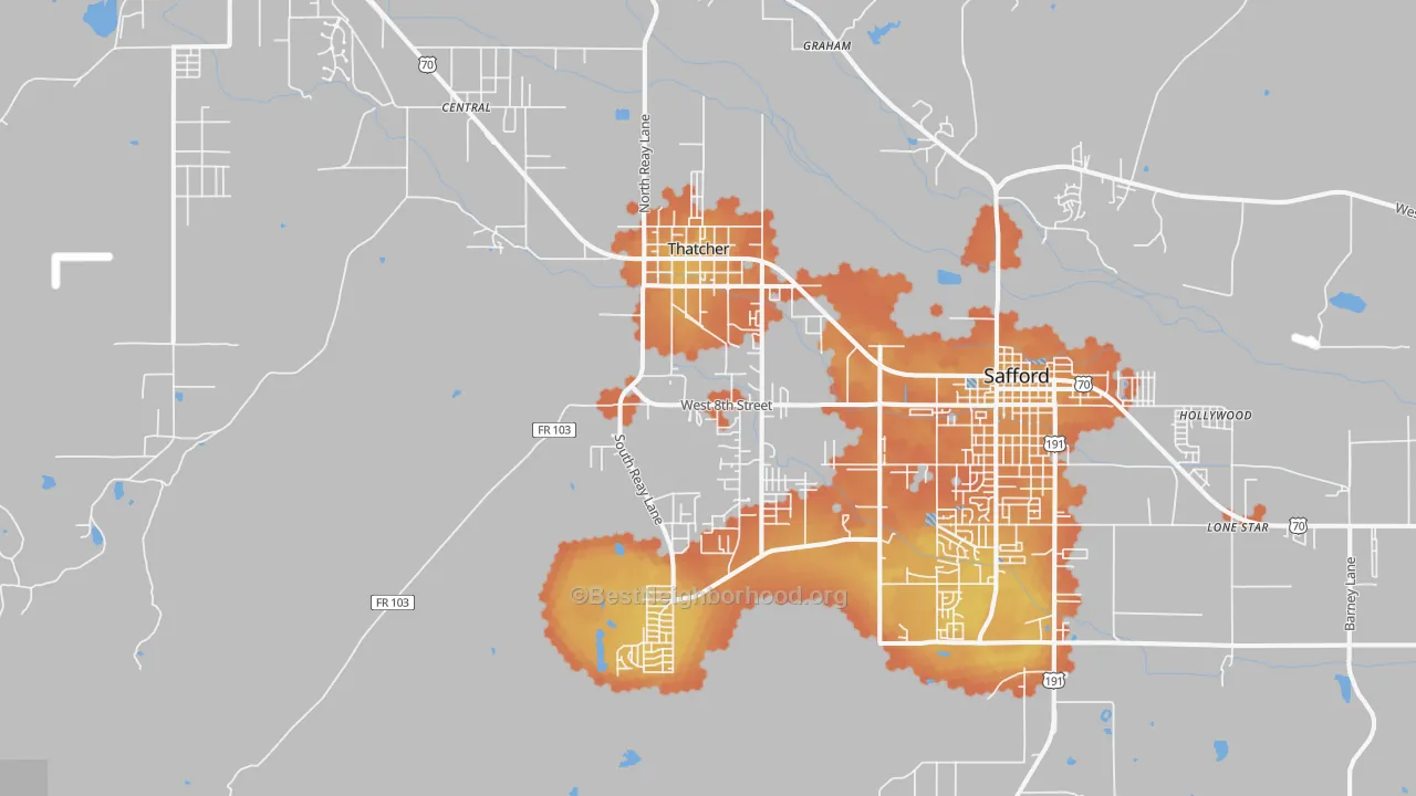 Bike Grade map of Thatcher, AZ