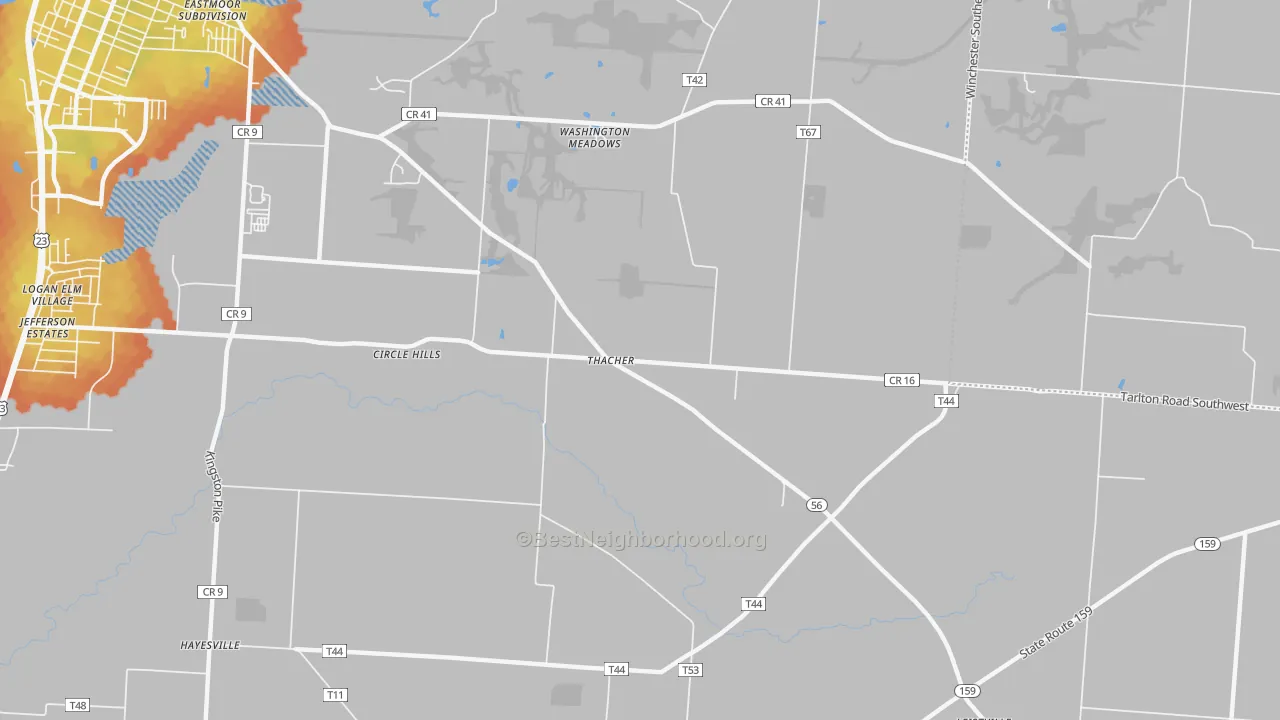 Bike Grade map of Thatcher, OH