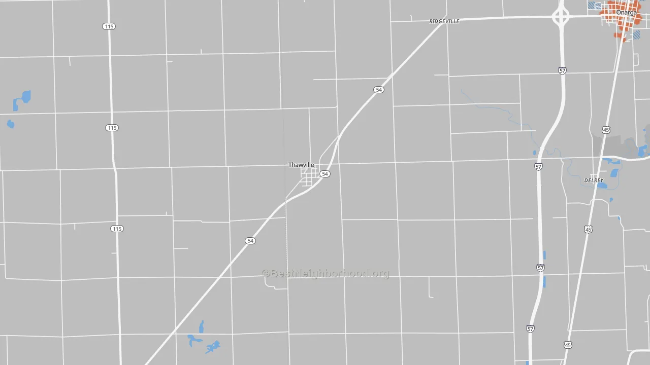 Bike Grade map of Thawville, IL