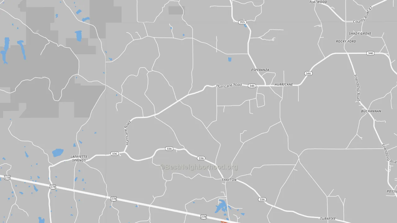 Bike Grade map of Thaxton, MS