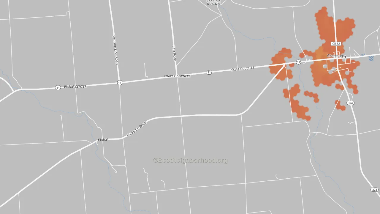Bike Grade map of Thayer Corners, NY