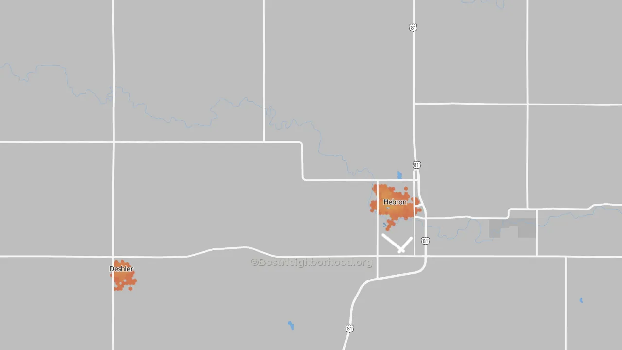 Bike Grade map of Thayer County, NE