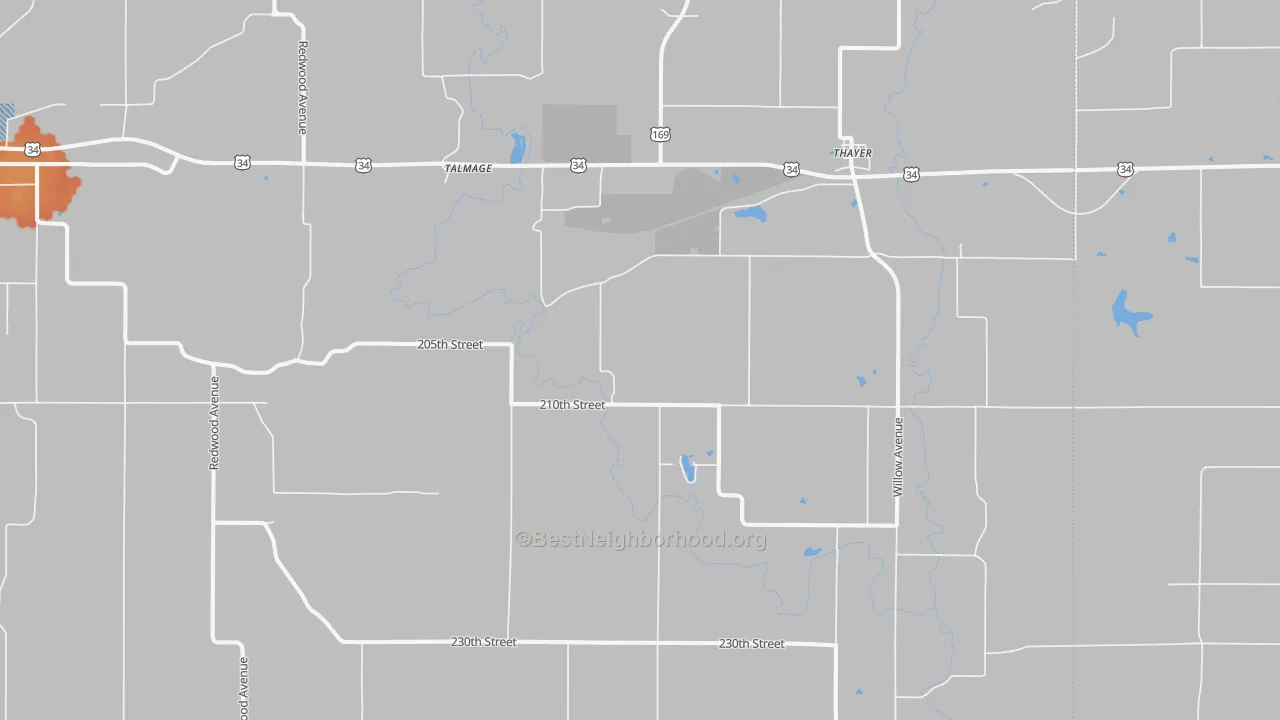 Bike Grade map of Thayer, IA