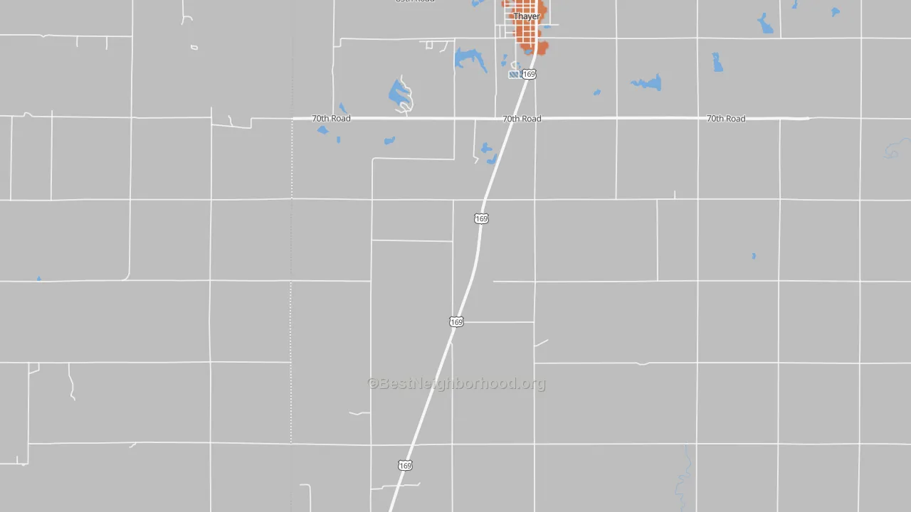 Bike Grade map of Thayer, KS