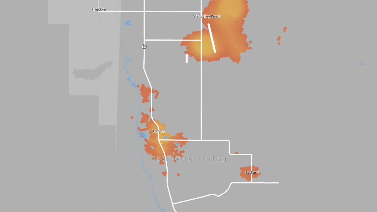 Bike Grade map of Thayne, WY