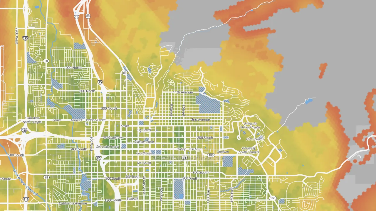 Bike Grade map of The Avenues, Salt Lake City, UT