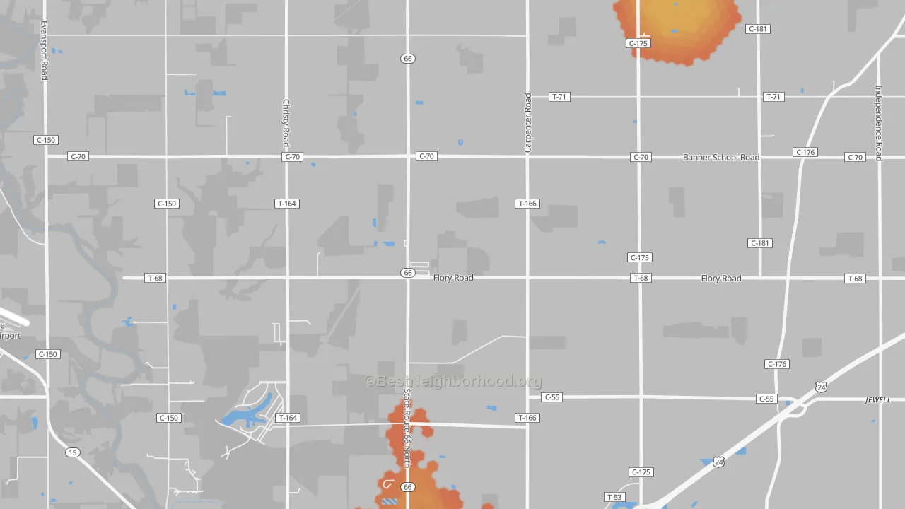 Bike Grade map of The Bend, OH