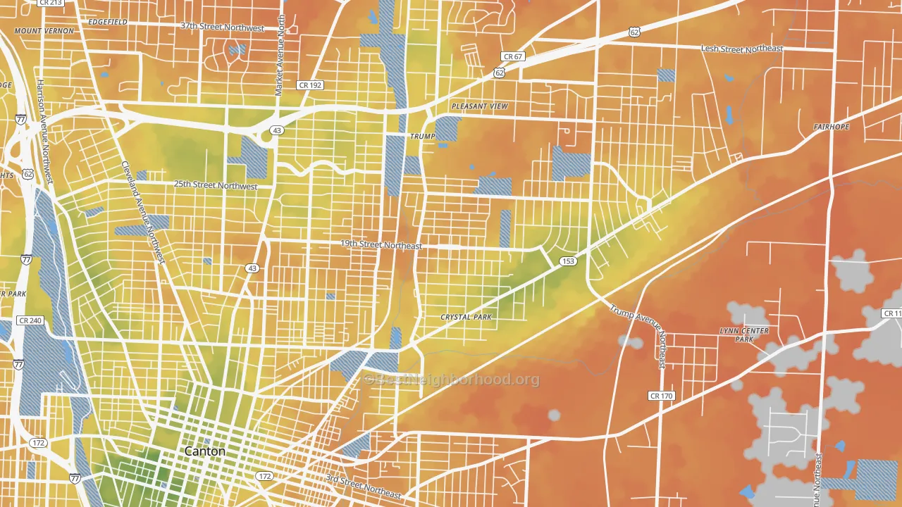 Bike Grade map of The Boulevards, Canton, OH