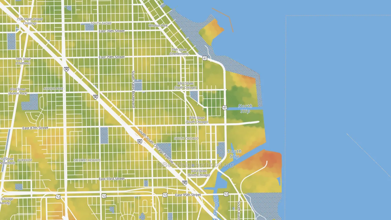 Bike Grade map of The Bush, Chicago, IL