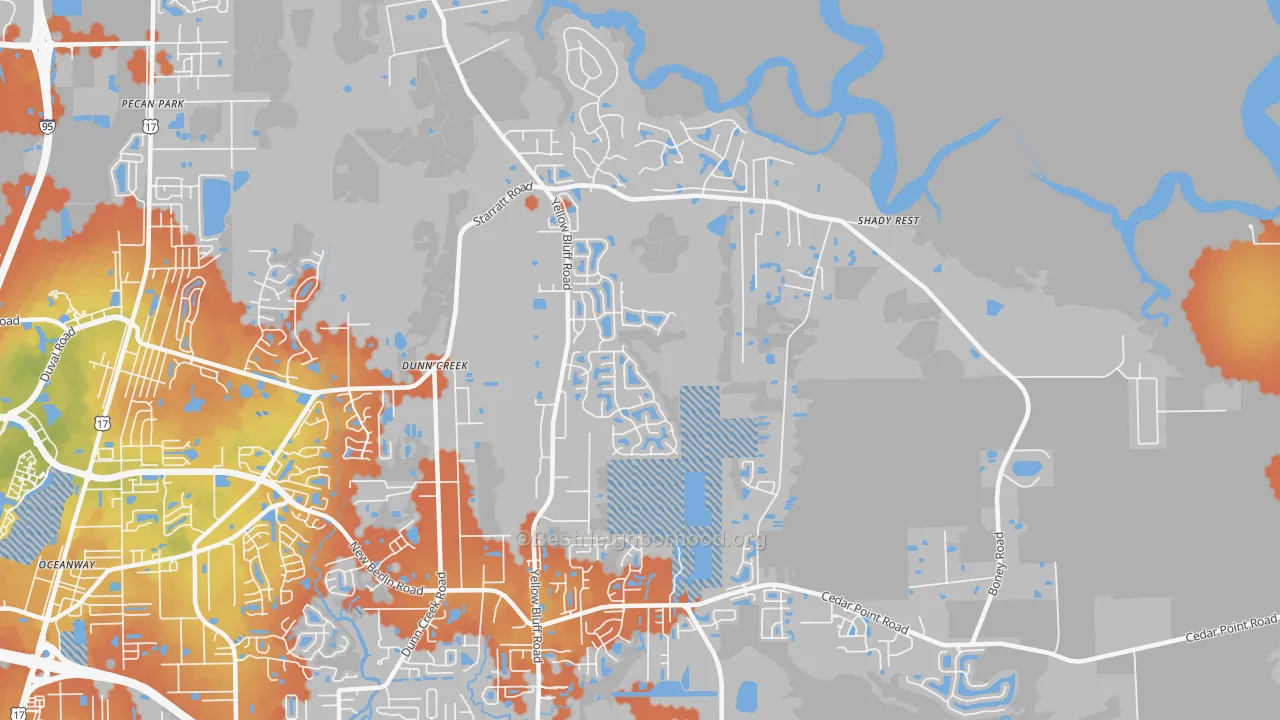 Bike Grade map of The Cape, Jacksonville, FL