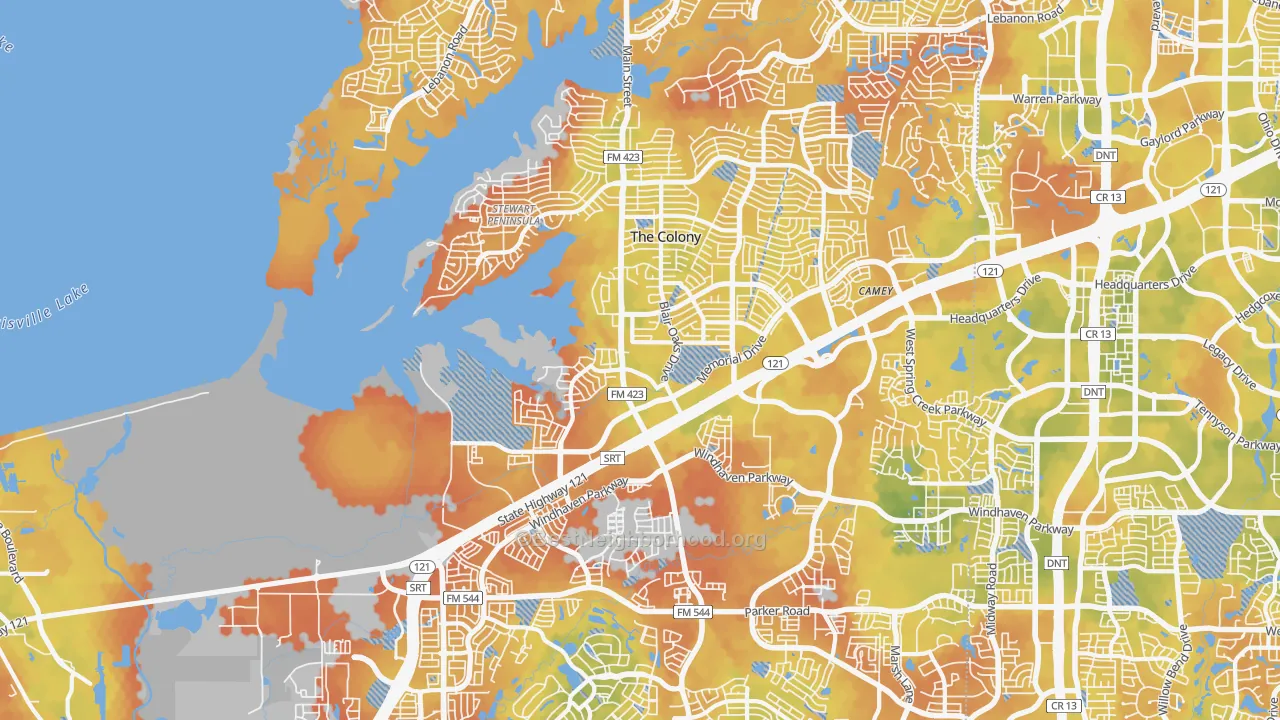 Bike Grade map of The Colony, TX