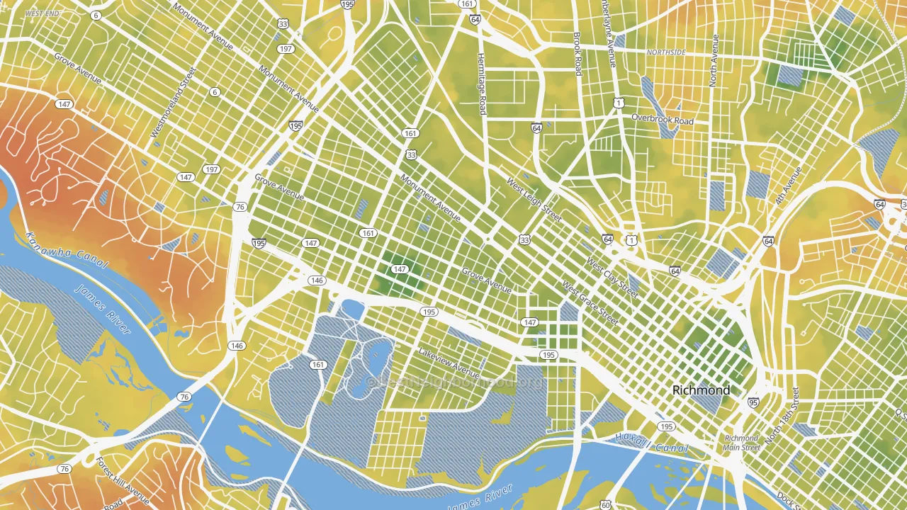 Bike Grade map of The Fan, Richmond, VA