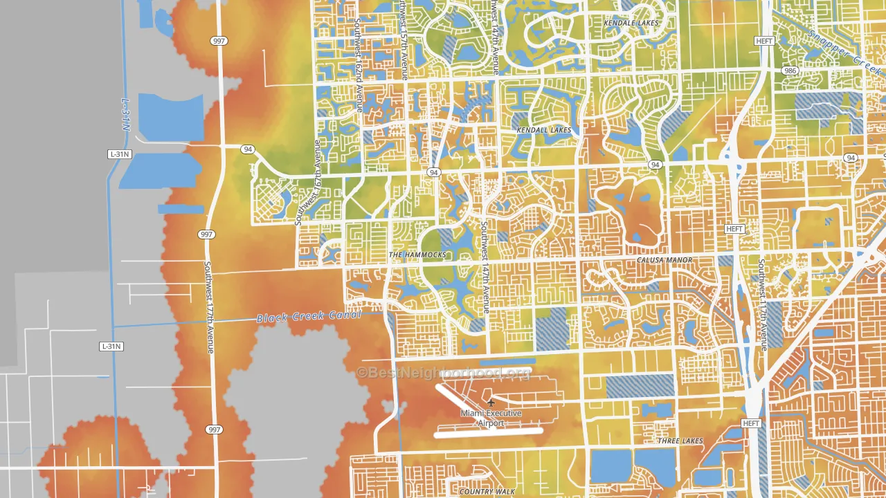 Bike Grade map of The Hammocks, FL