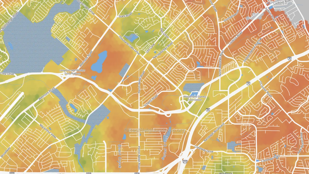 Bike Grade map of The Hills of Park North, San Antonio, TX
