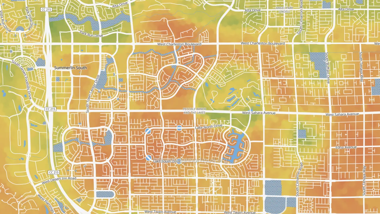 Bike Grade map of The Lakes, Las Vegas, NV
