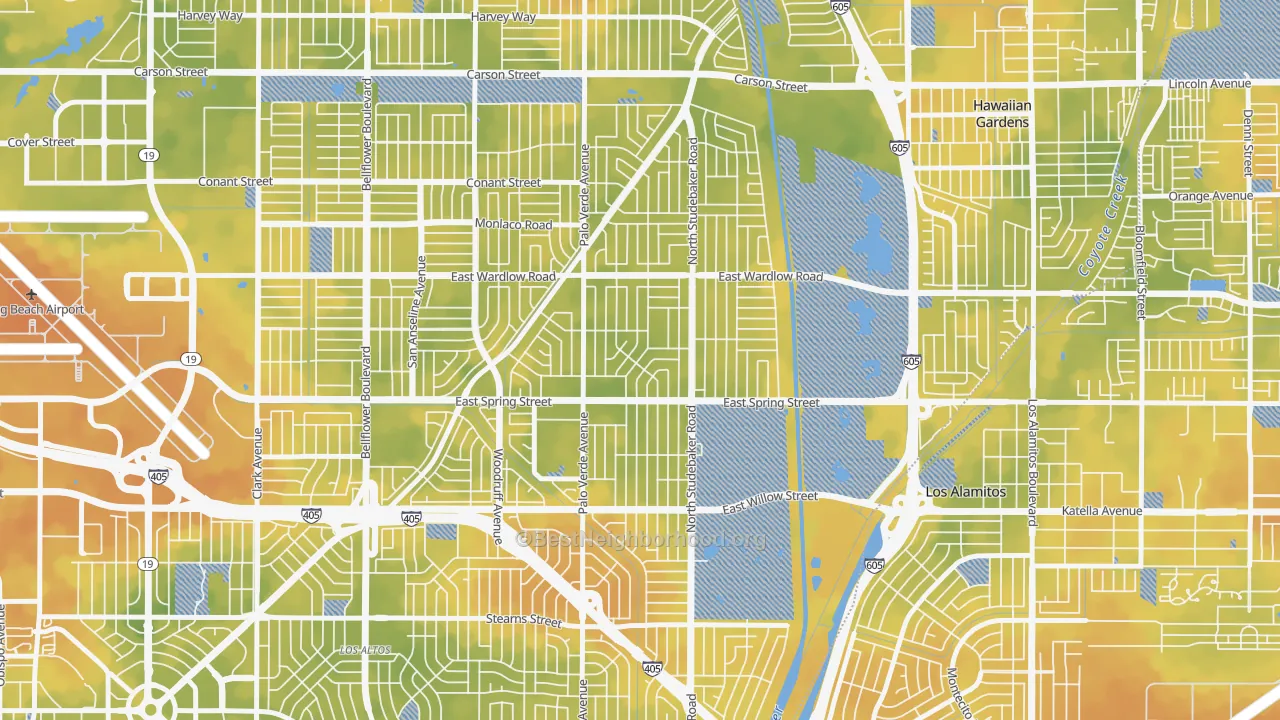 Bike Grade map of The Plaza, Long Beach, CA