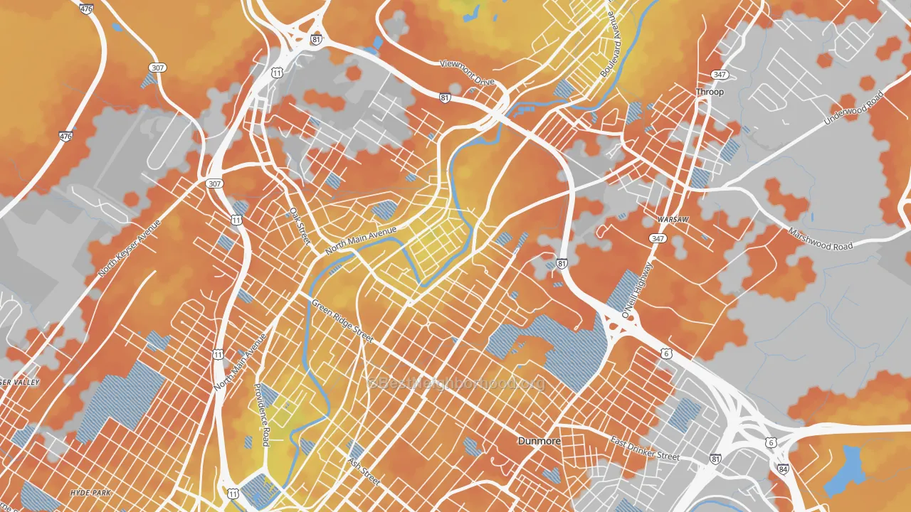 Bike Grade map of The Plot, Scranton, PA