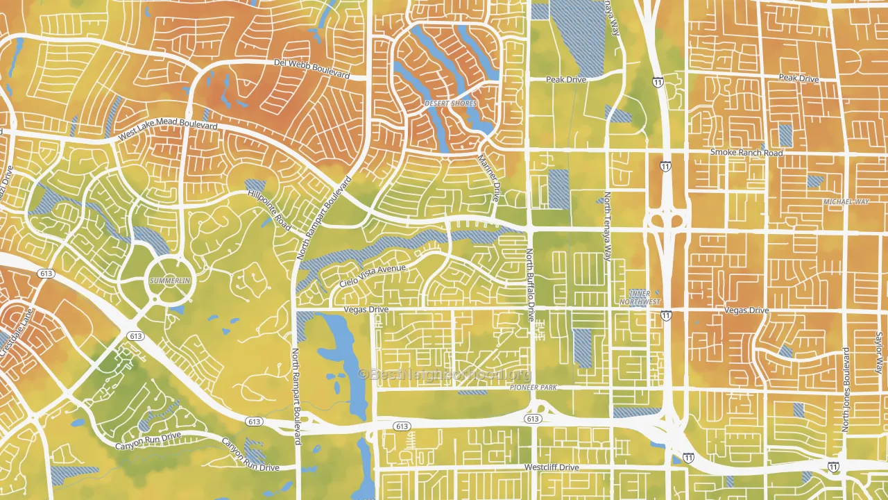 Bike Grade map of The Pueblo, Las Vegas, NV