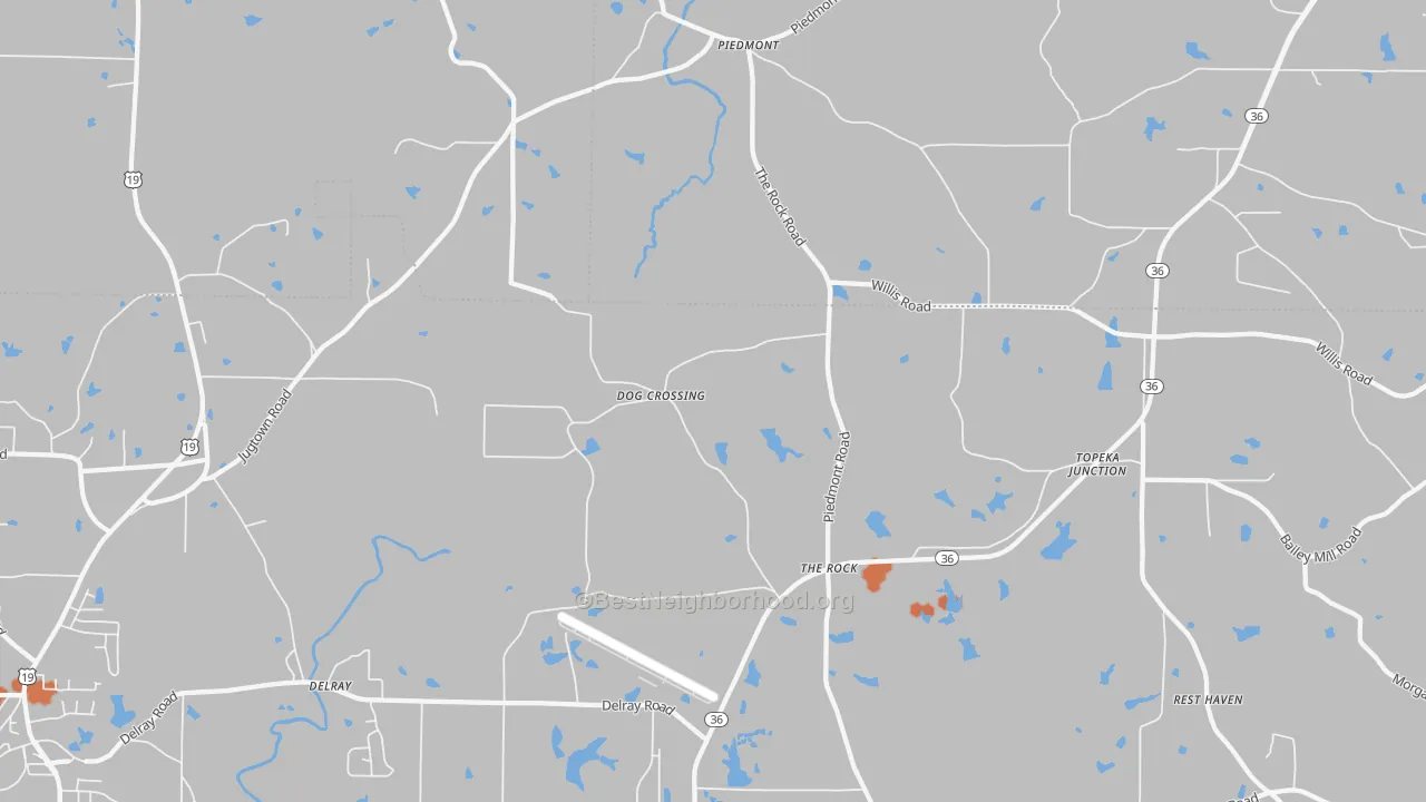 Bike Grade map of The Rock, GA