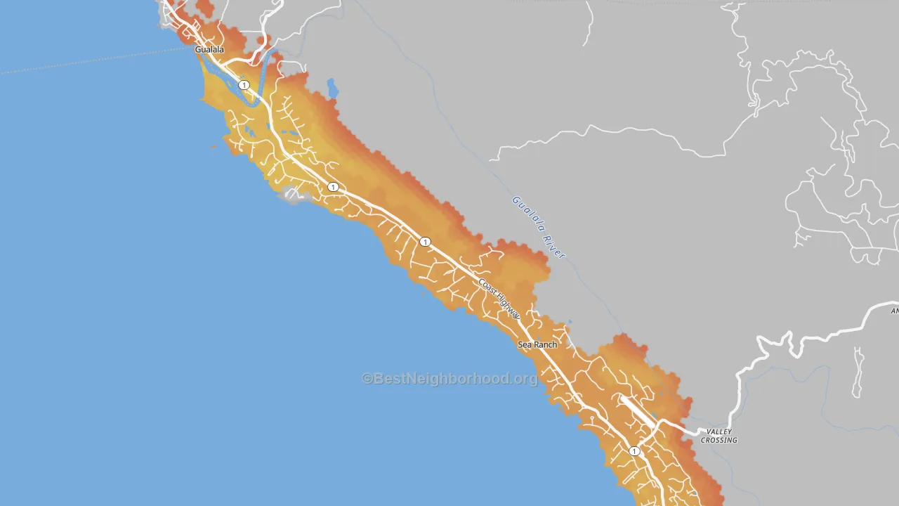 Bike Grade map of The Sea Ranch, CA