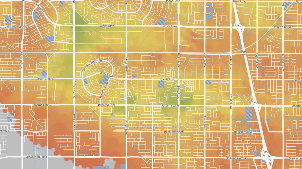 Bike Grade map of The Seasons, Bakersfield, CA