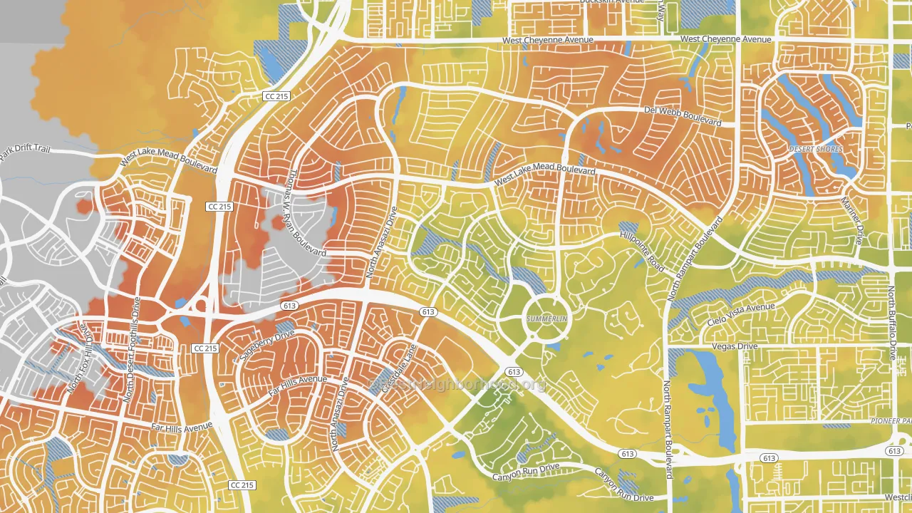Bike Grade map of The Trails, Las Vegas, NV